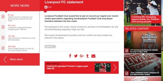NÓNG: Liverpool hủy bỏ thương vụ Virgil van Dijk
